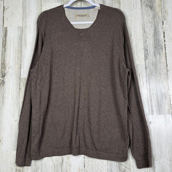 Tommy Bahama Other - Tommy Bahama‎ Mens Cashmere Cotton Sweater XL Brown Long Sleeve V-neck Pullover